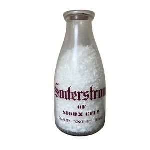 Vintage Soderstrom Of Sioux City Glass Milk Bottle Quality Since 1911 Iowa Dairy